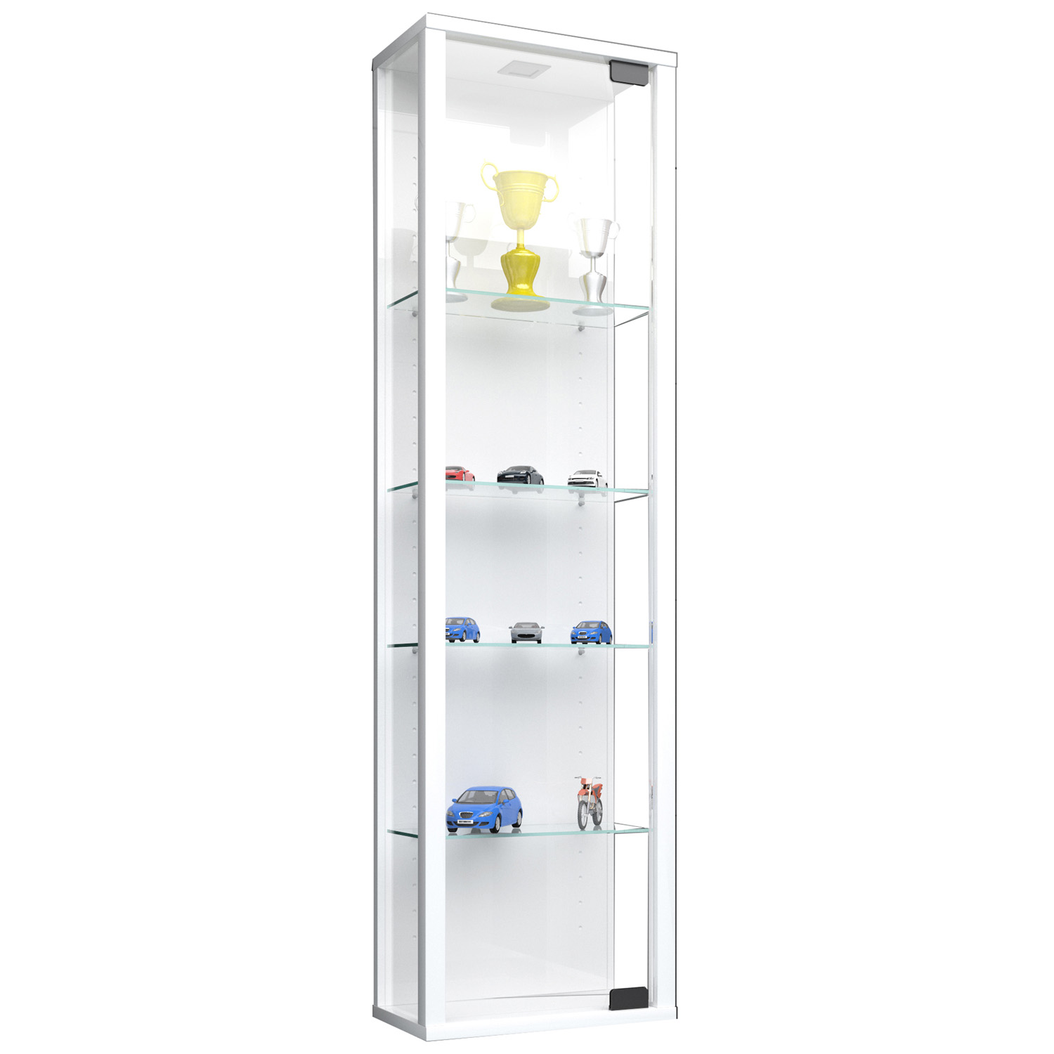 Stano Mini Vægskab Uden Led       Låge Og   Hylder Glas Og Hvid Træ