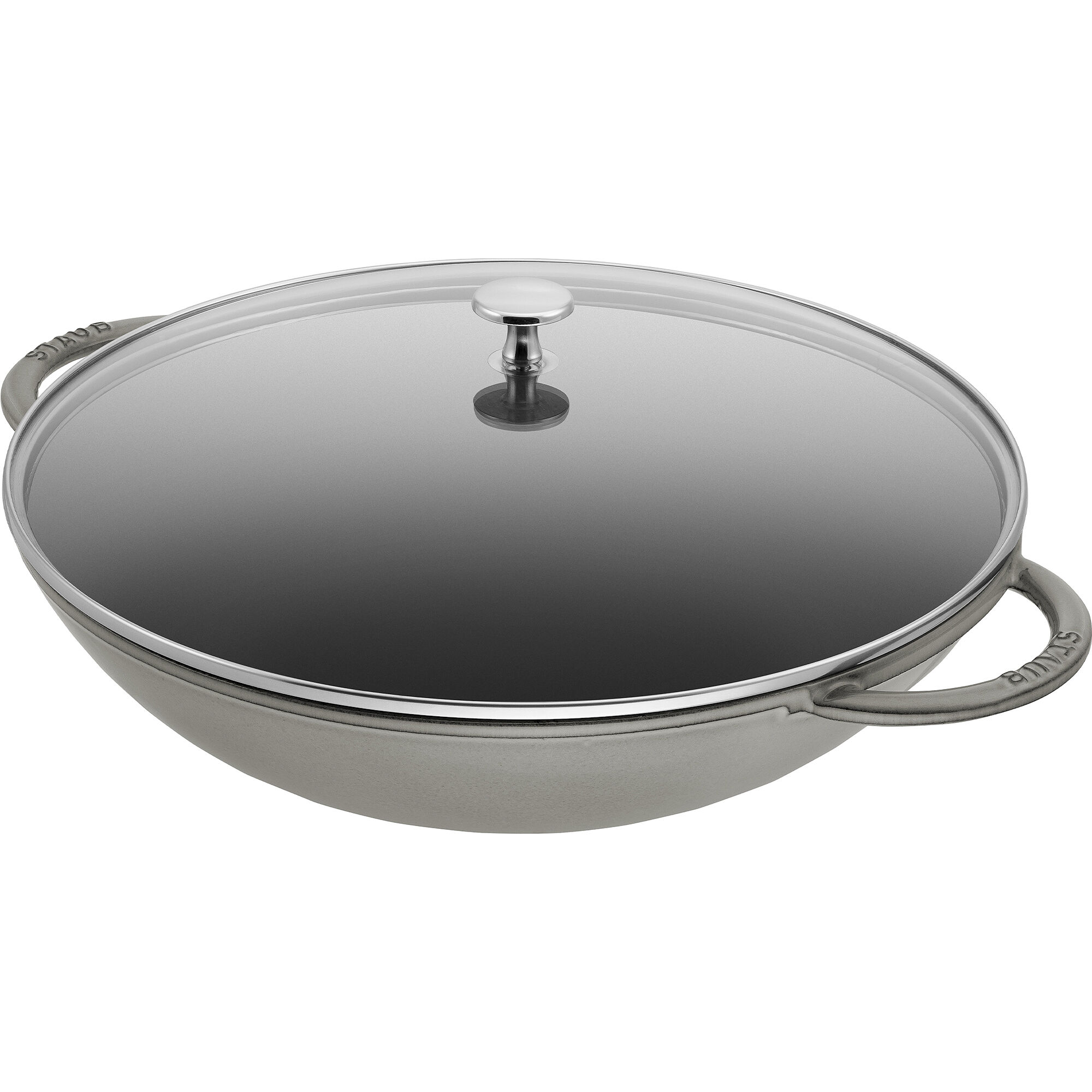Staub Wok Med Glaslåg 37 Cm  Grå