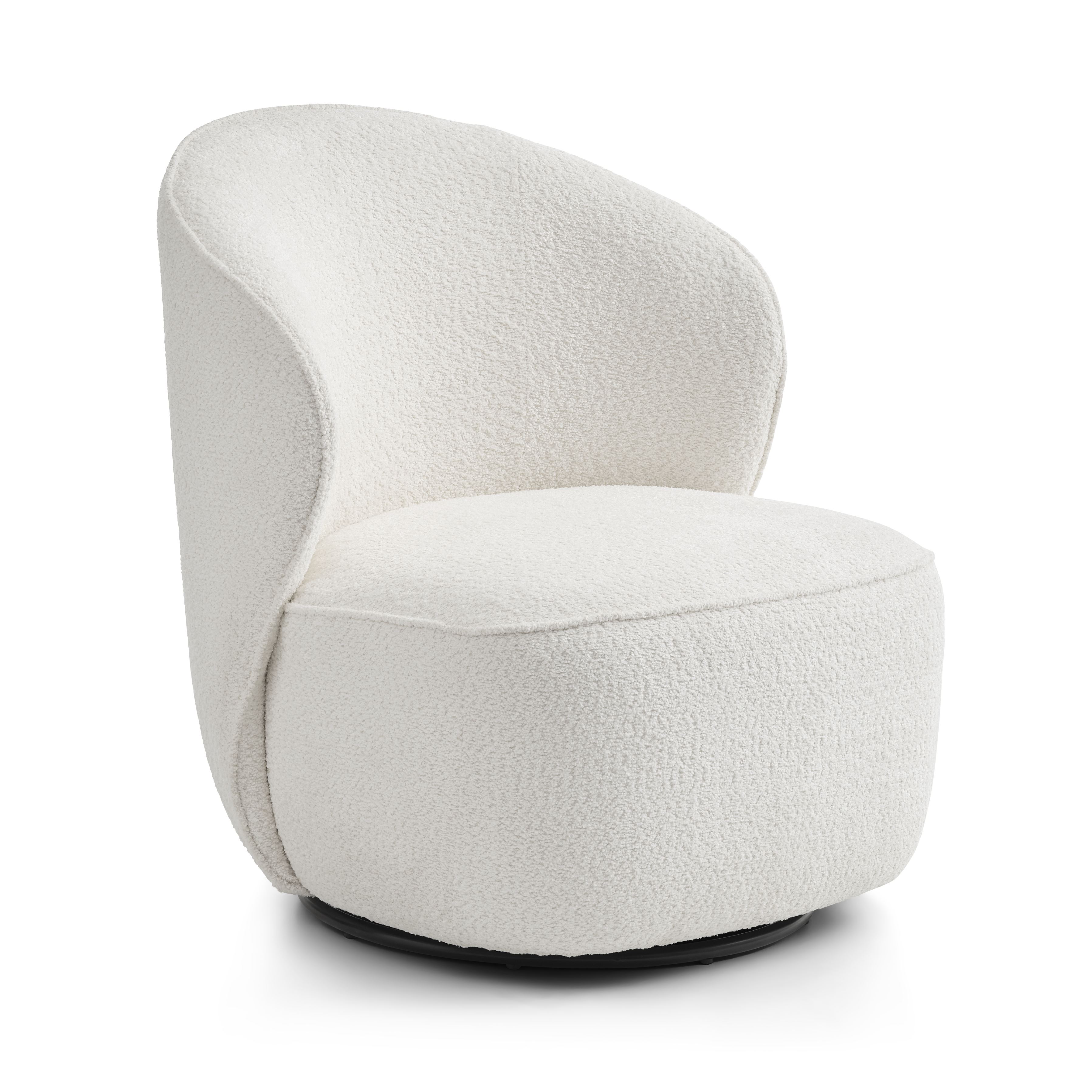 Theo Loungestol     Drejefod Elfenben Polyester Stof Og Metal