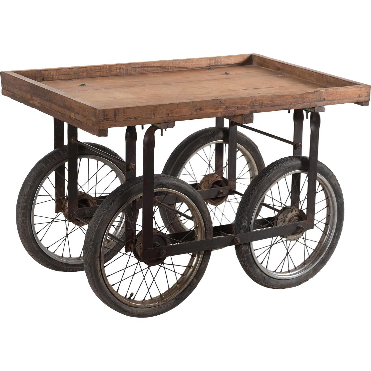 Trademark Living Handelsvogn     Hjul Originalt Gammelt Træ    Patina Og Jern