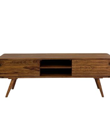 Tv-bord   Massivt Træ  160 Cm    Skuffer Og åbne Rum  Smukt Retro Designer Look