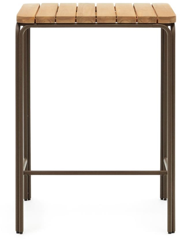 Udendørs Barbord Ståbord Kave Home Salguer   Fsc-certificeret Akacietræ Og Galvaniseret Stål Uv-bestandigt 70x70 Cm Brun Natur