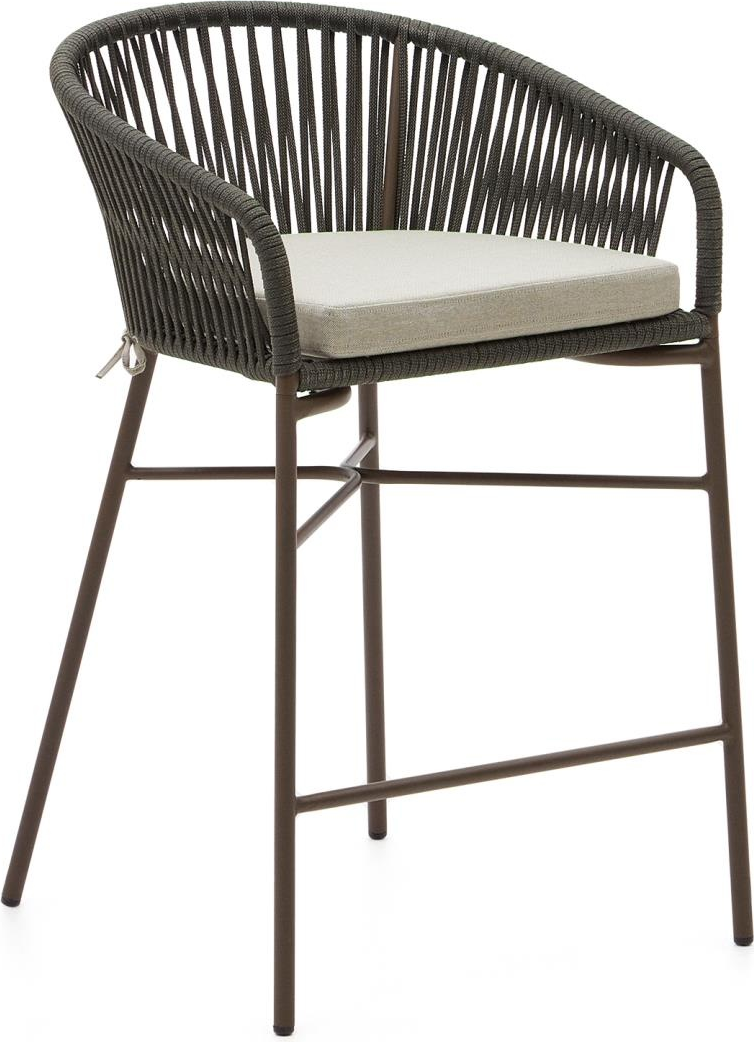 Udendørs Barstol Kave Home Yanet Nordisk Moderne Grøn Reb   Galvaniseret Stål Uv-bestandig H85 Cm