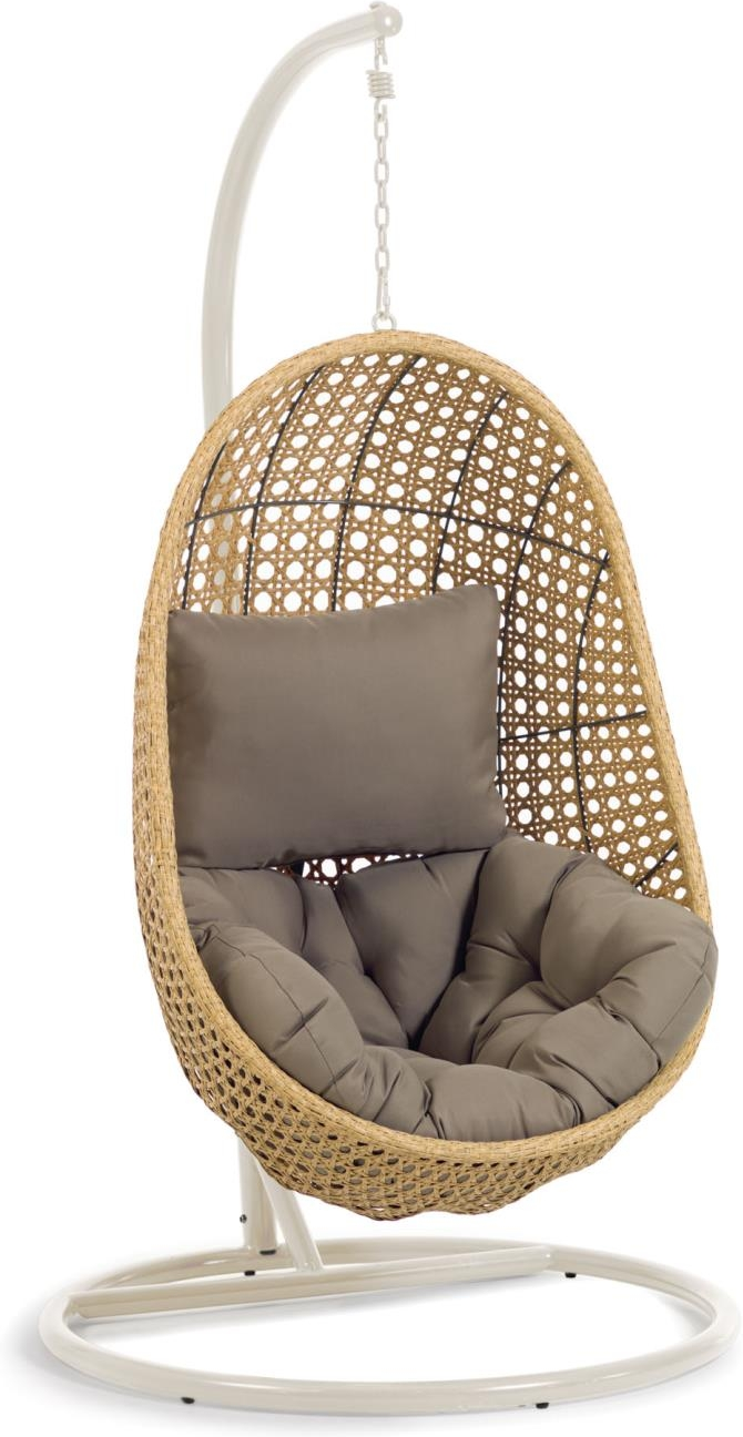 Udendørs Hængekøjestol Kave Home Cira   Polyrattan Med Grå Pude Og Stålstel Inkl  Stativ  Vejrbestandigt Nordisk Design