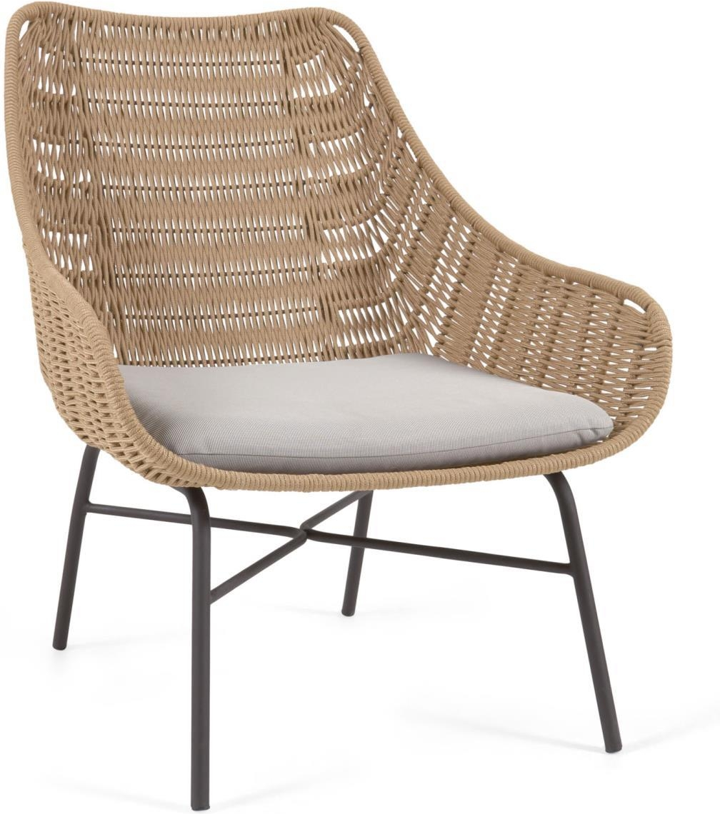Udendørs Lænestol Og Loungestol Kave Home Abeli   Håndflettet Reb Og Galvaniseret Stål Uv-behandlet  Beige