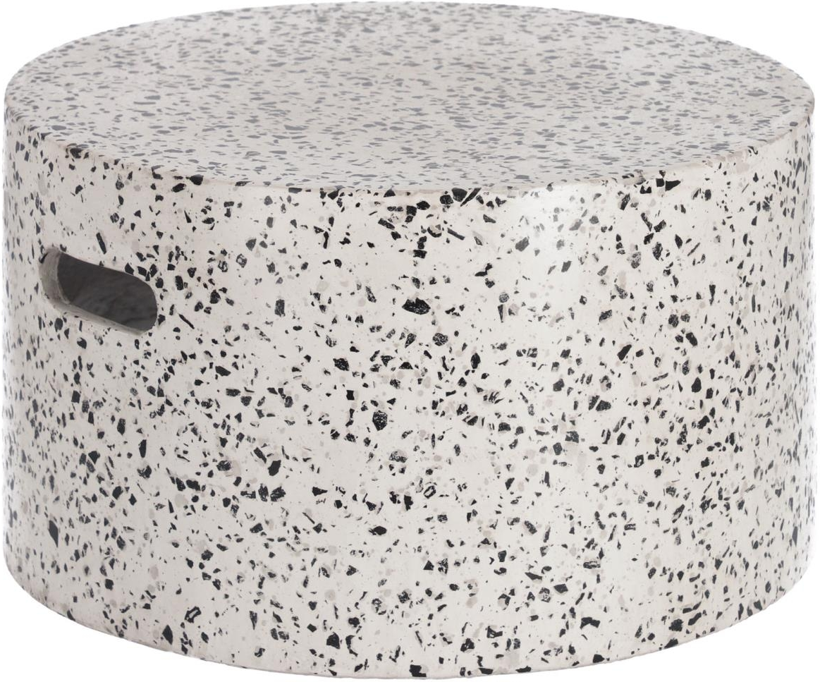 Udendørs Sofabord Kave Home Jenell   Cement Med Hvid Terrazzo Finish 52x52x30 Cm