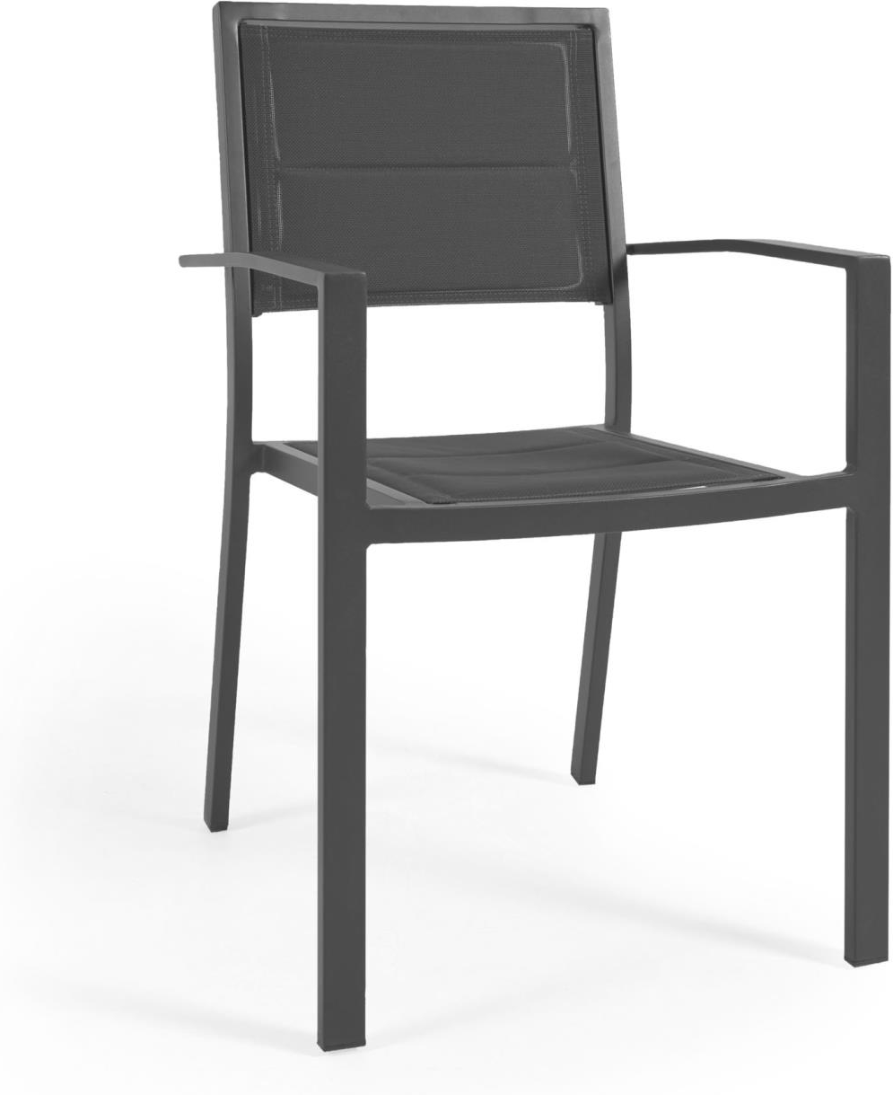 Udendørs Spisebordsstol Sirley Fra Kave Home  Sort Pulverlakeret Aluminium  Stabelbar Terrassestol