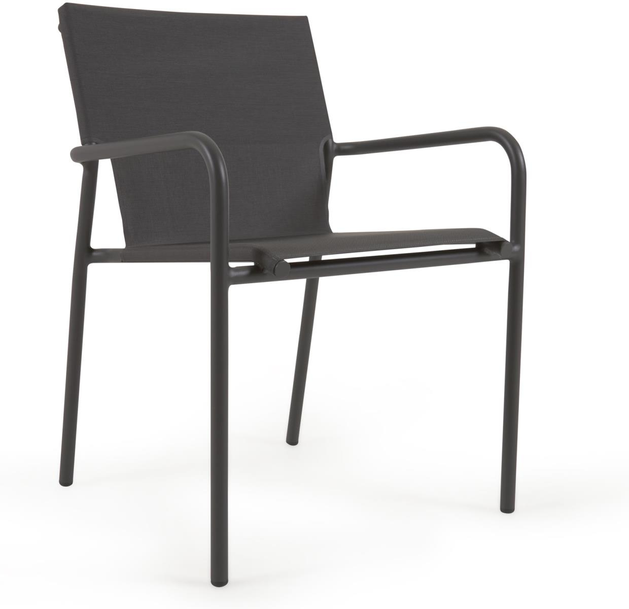 Udendørs Spisestol Kave Home Zaltana   Sort Aluminium   Textilene  Stabelbar