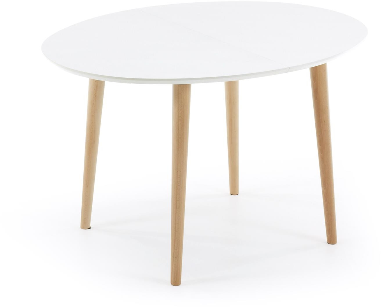 Udtræksspisebord Kave Home Oqui 120   90 Cm Hvid Lakeret Mdf Top Bøgetræsben Nordisk Stil