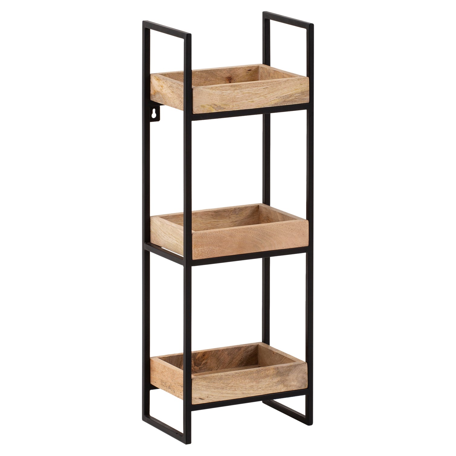 Væghylde 27x77x18 Cm  Massivt Mangotræ Metal  Industriel Stil  Rektangulær Svævehylde  Hængehylde Til Stue  Vægmonteret Bakkehylde Med   Hylder Og Metalramme