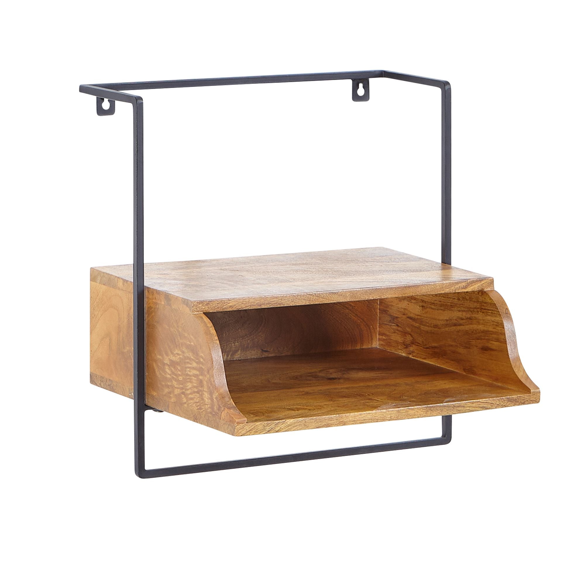 Vægmonteret Sengebord 44x45x35 Cm  Massivt Mangotræ  Natbord Med Hylde  Svævende Væghylde Til Boxmadrassenge  Vægkonsol Hængende Sengebord