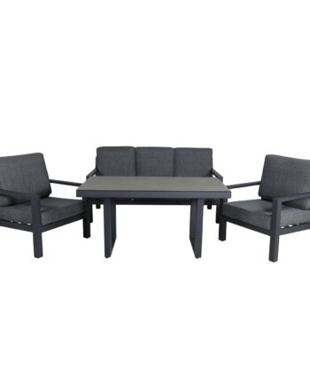 Venture Design Barcelona Sofasæt Grå Hynder  Glas Og Sort Aluminium