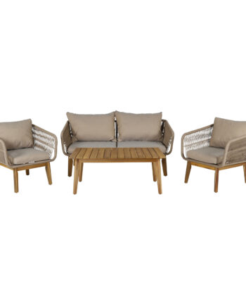 Venture Design Chania Havesofasæt     Beige Hynder Beige Reb Og Brun Akacietræ