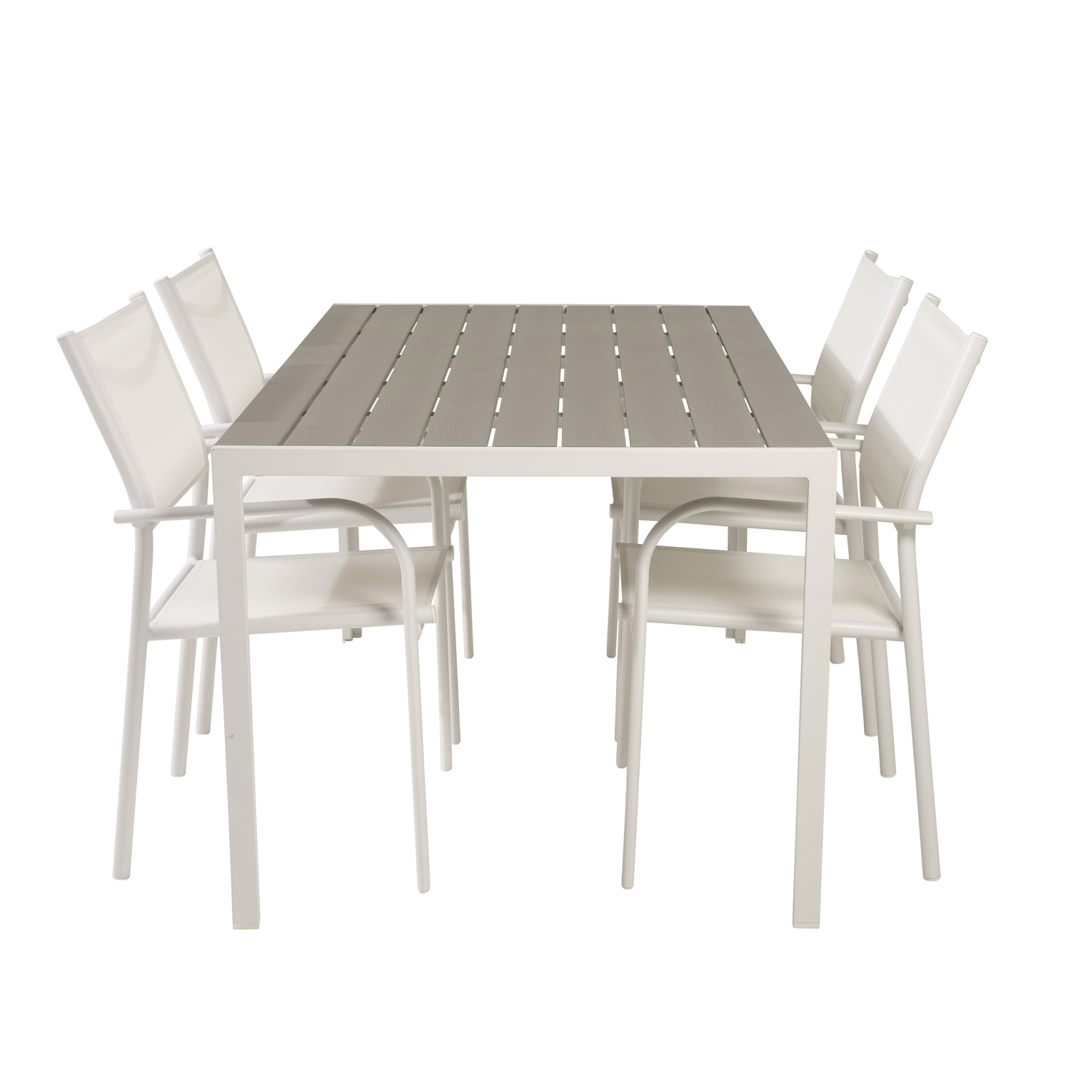 Venture Design Havebord    Break Bord Og   Santorini Stole    Armlæn Hvid Alu Og Grå Aintwood