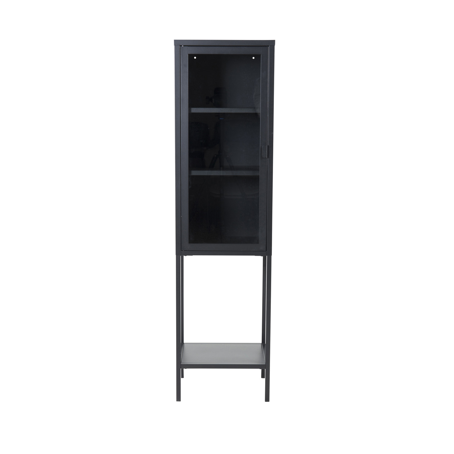 Venture Design High Thin Skab       Låge Og   Hylder Glas Og Sort Stål