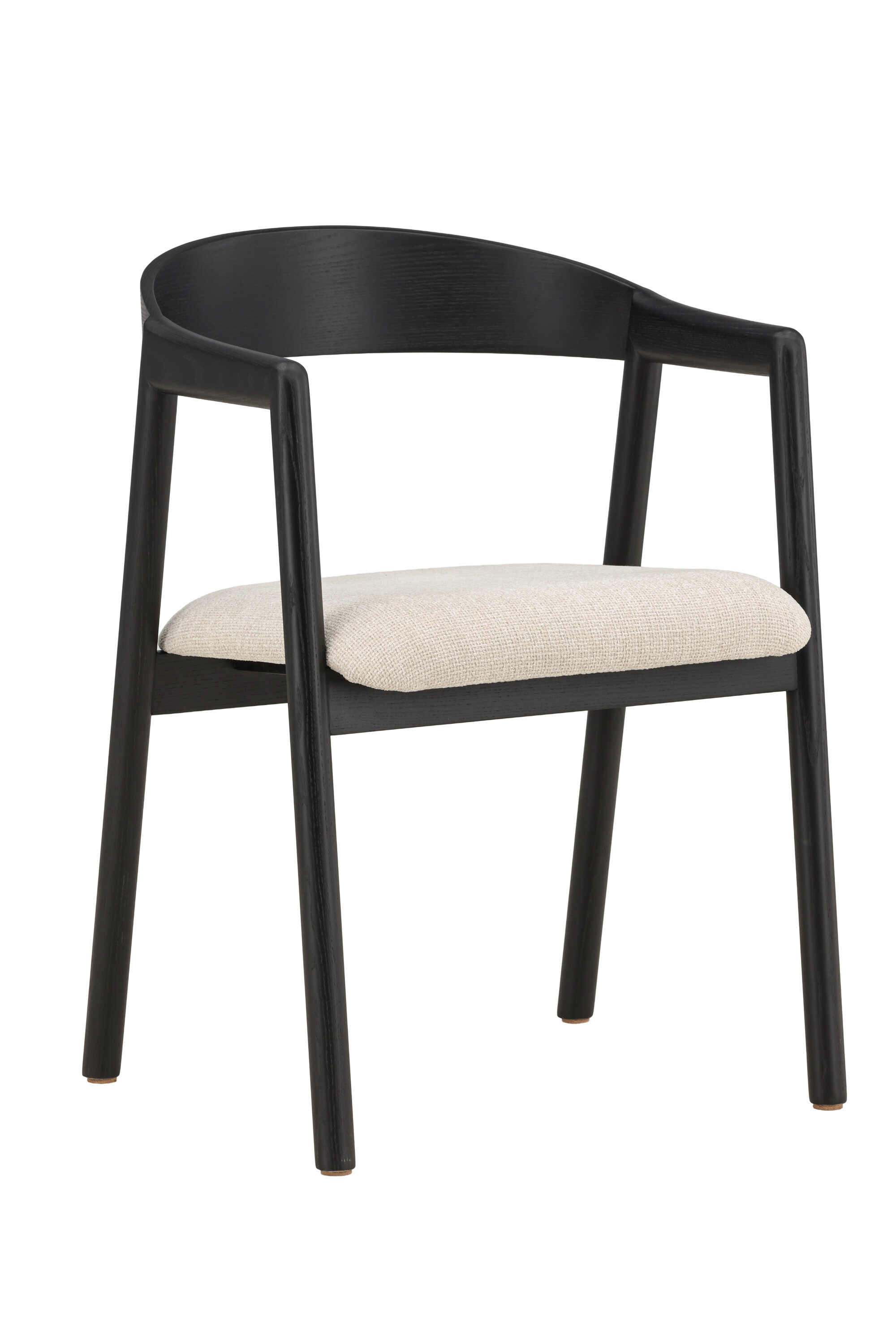 Venture Design Långön Spisebordsstol     Armlæn Beige Polyester Og Sort Asketræ
