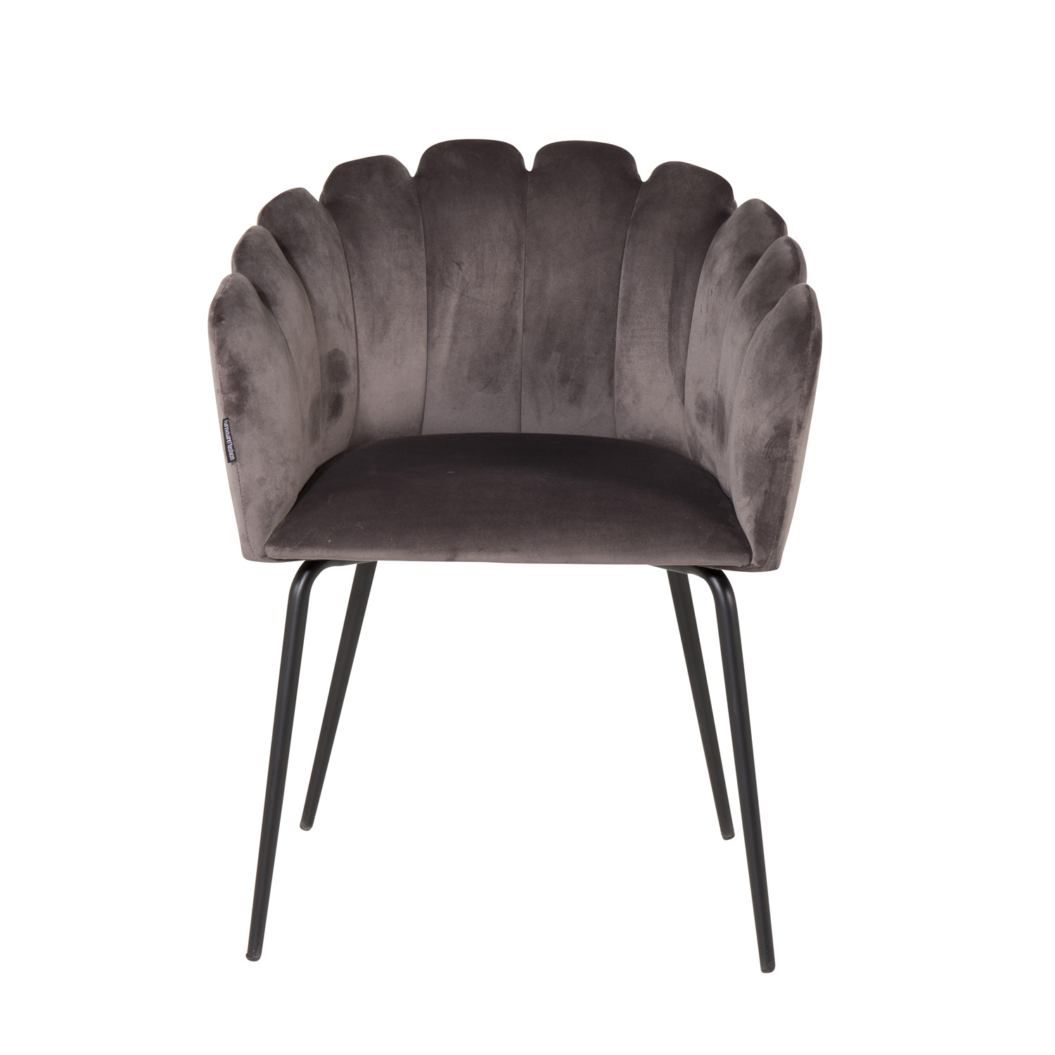 Venture Design Limhamn Spisebordsstol Armlæn Grå Velour Og Sort Metal