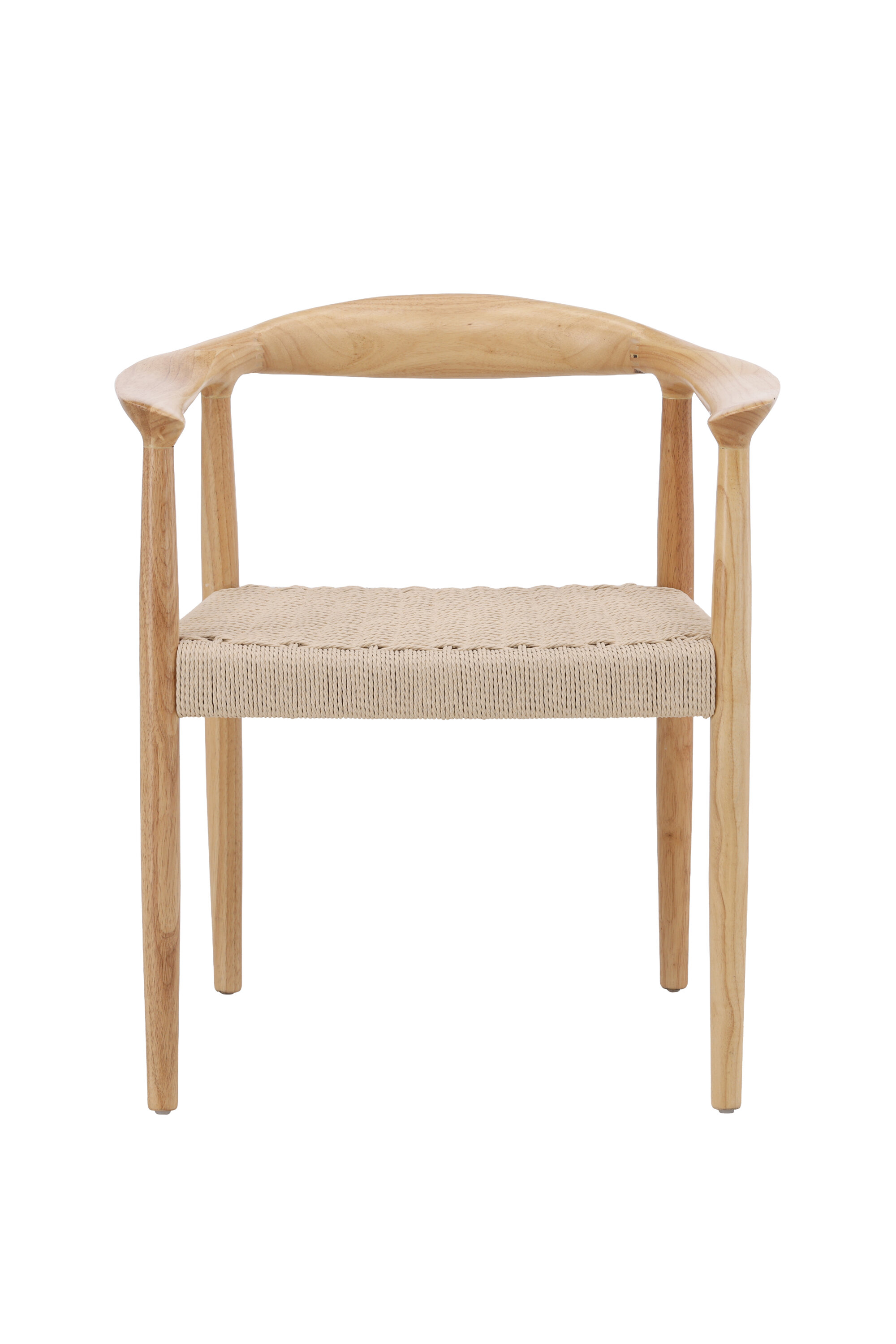 Venture Design Lovön Spisebordsstol     Armlæn Beige Reb Og Hvidvasket Gummitræ