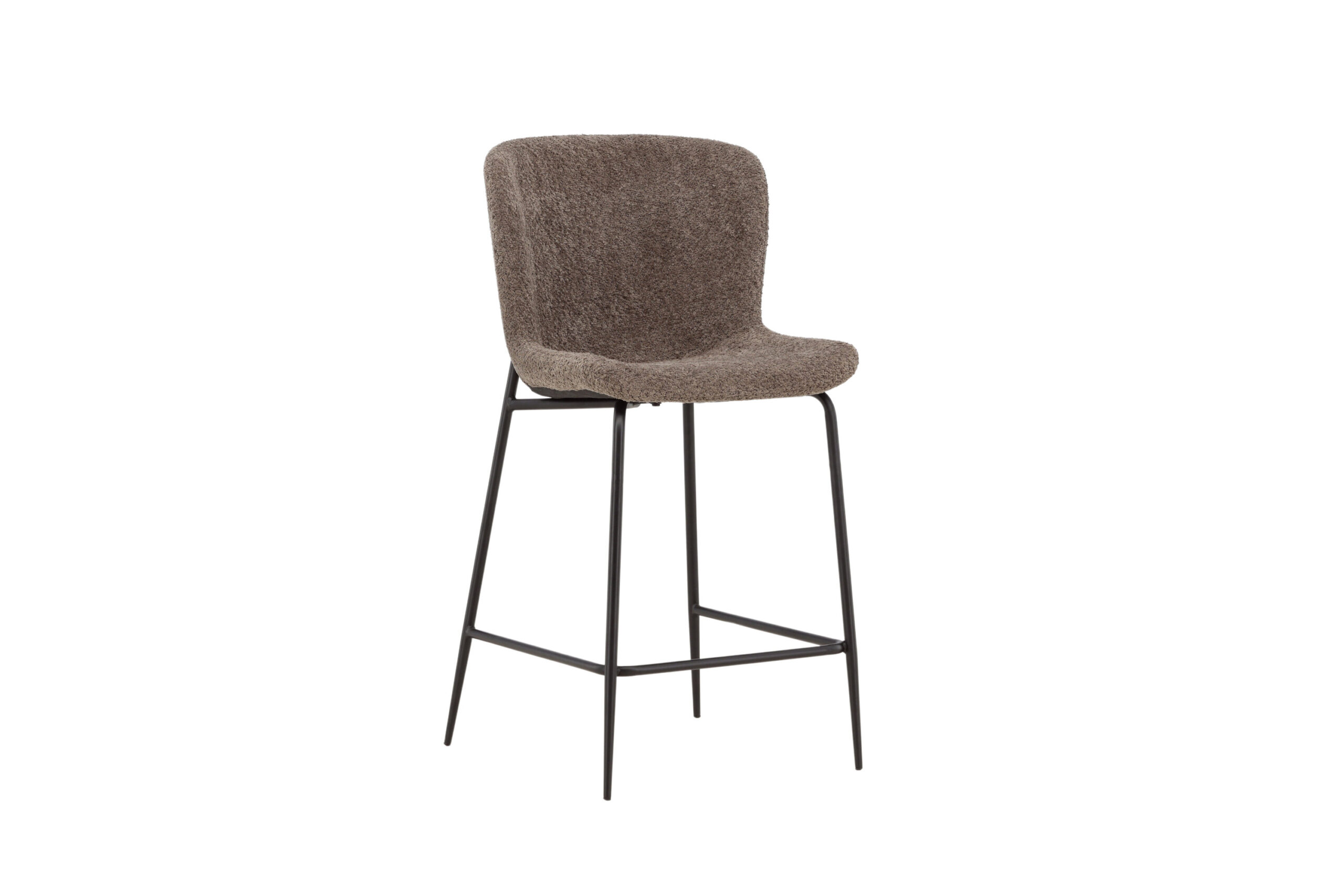 Venture Design Modesto Barstol Ryglæn Og Fodstøtte Brun Bouclé Stof Og Sort Stål