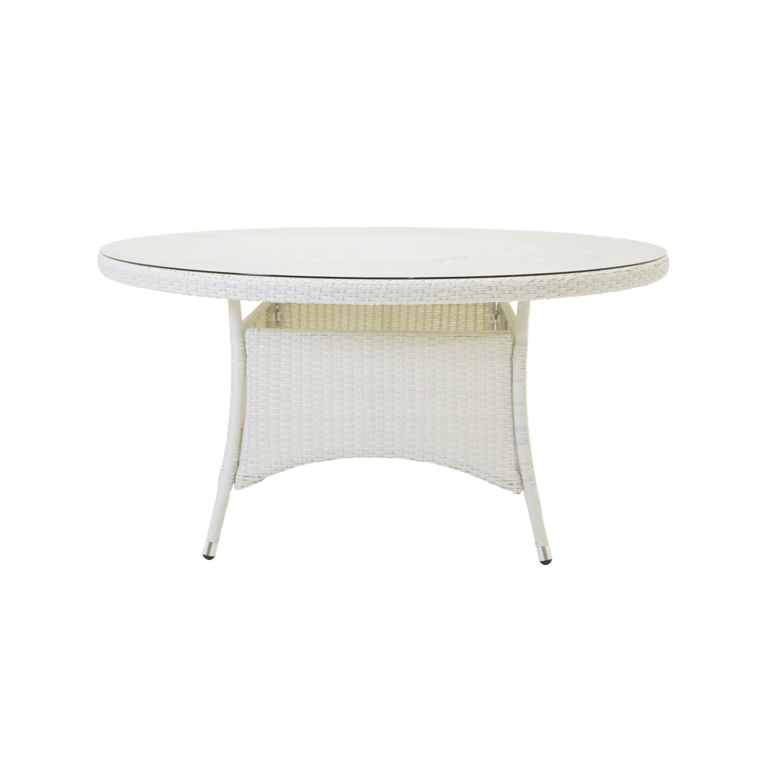 Venture Design Rund Volta Havebord Glas Og Hvid Aluminium  ø90