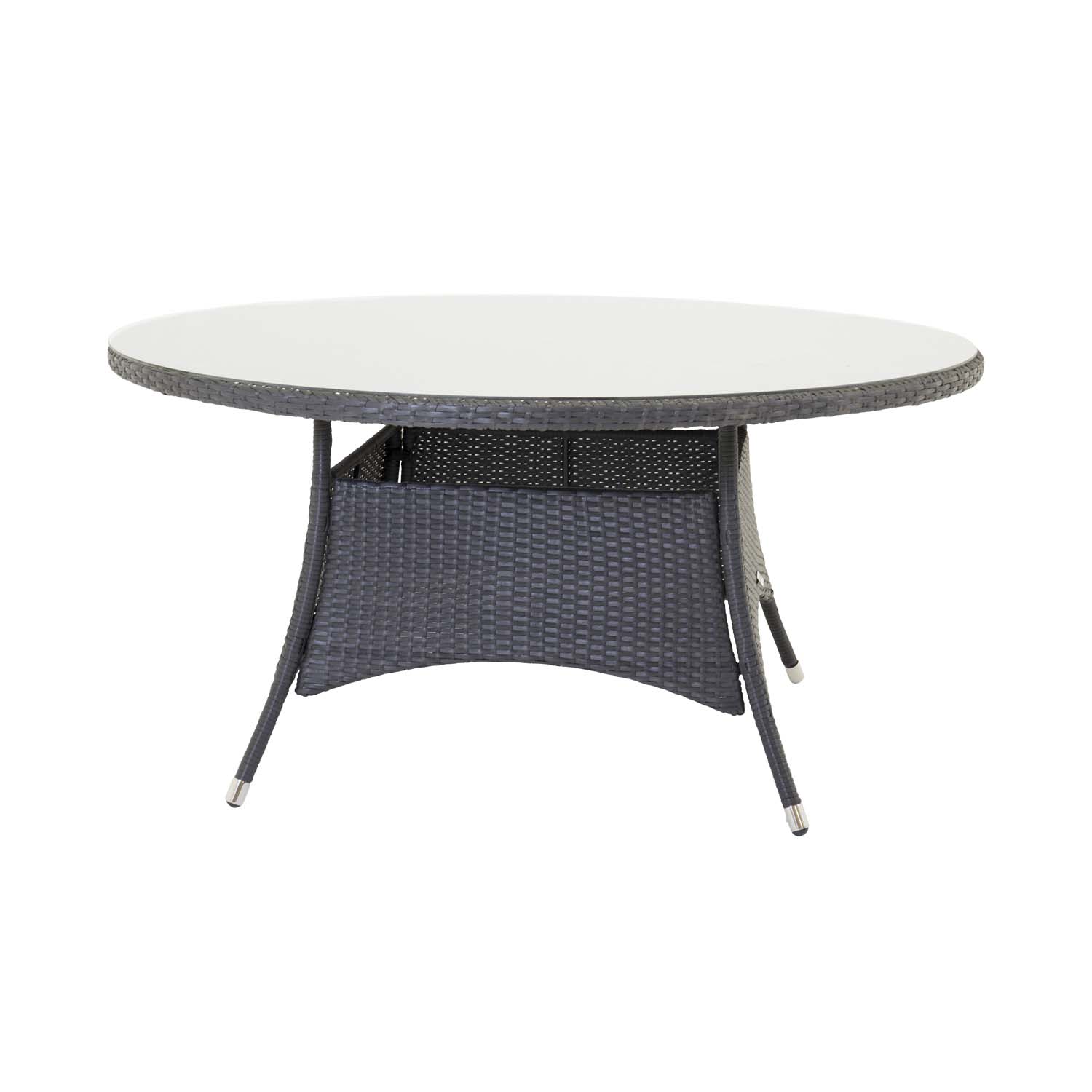 Venture Design Rund Volta Havebord Glas Og Sort Aluminium  ø150