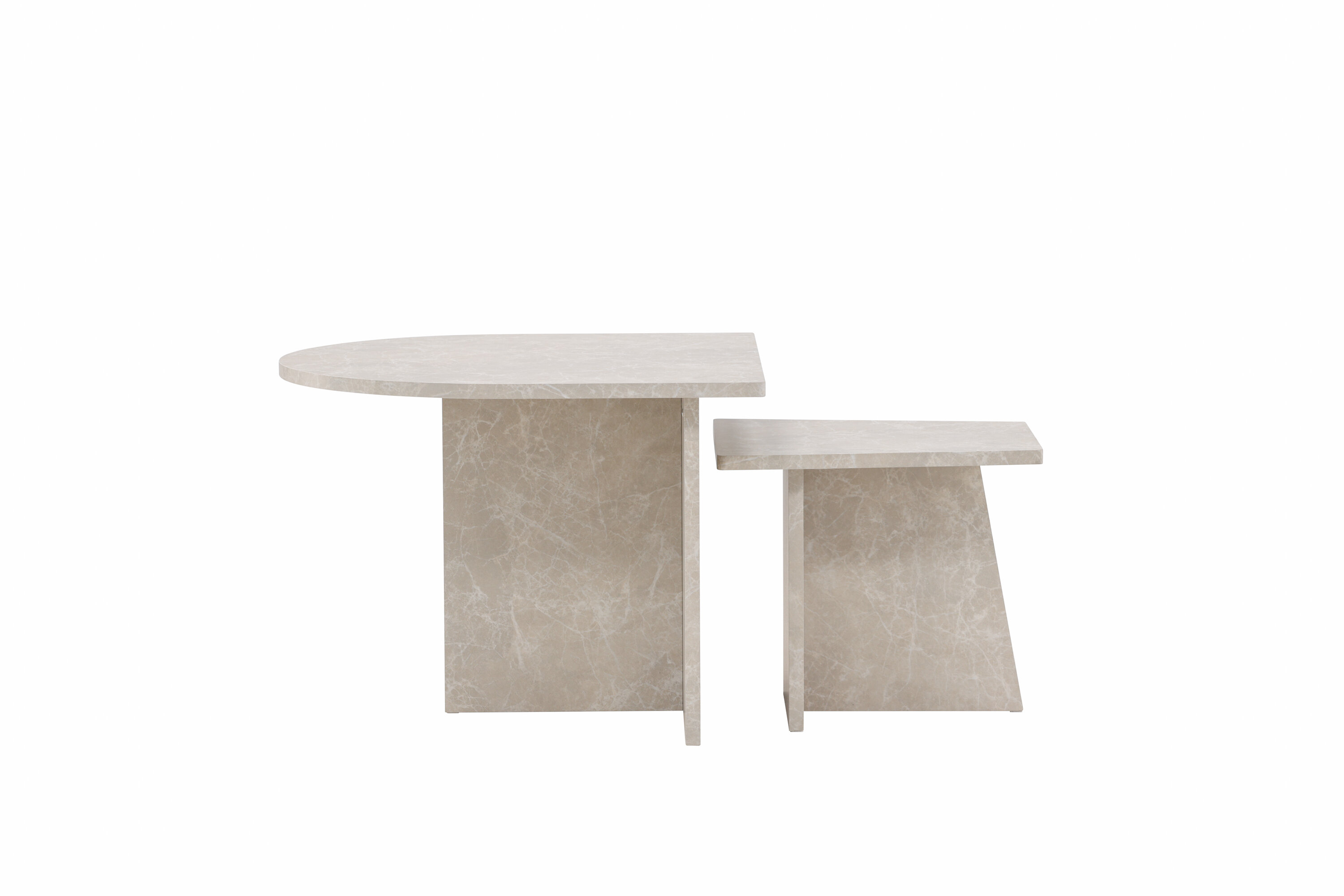 Venture Design Sala Sofabord Beige Marmorlook Mdf  60x60  40x40   Sæt Med