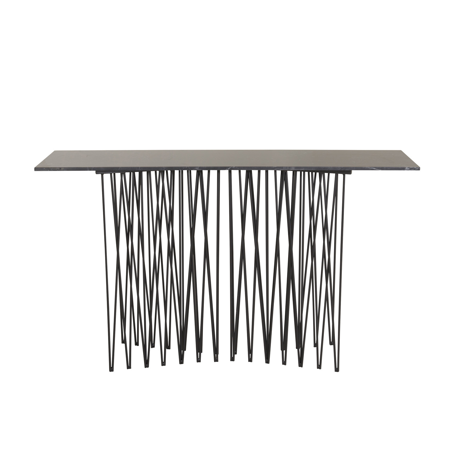 Venture Design Stone High Sidebord  Rektangulær Sort Kunstig Sten Og Sort Metal  130x37