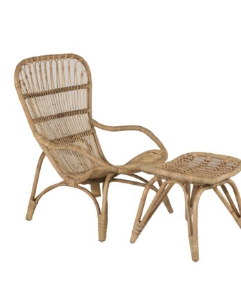 Venture Home Ella Udendørs Loungestol Og Fodskammel  Offwhite Hynde Natur Rattan