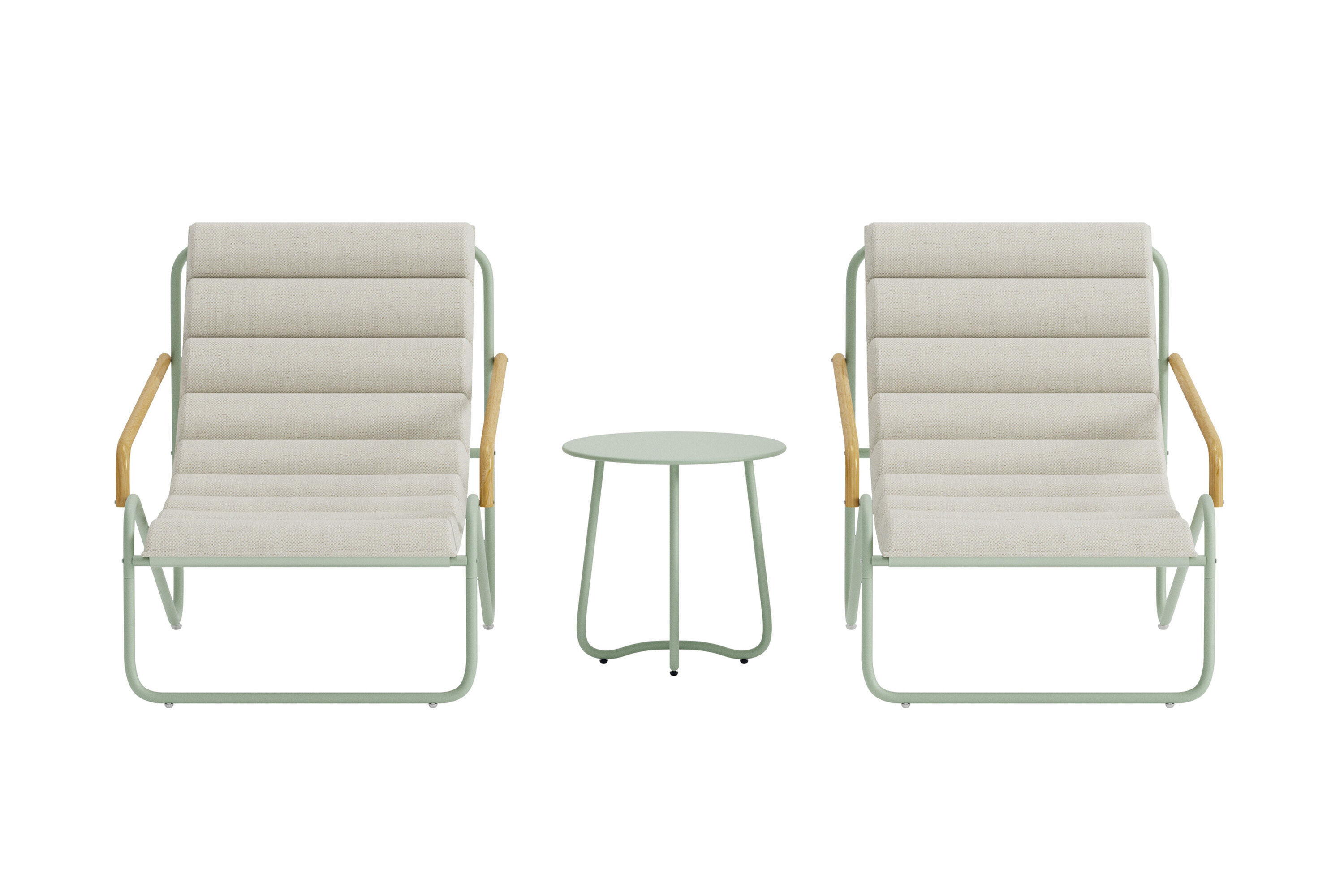 Venture Home Ithaka Udendørs Loungesæt       Bord Og   Stole Beige Polyester Og Salviegrøn Stål