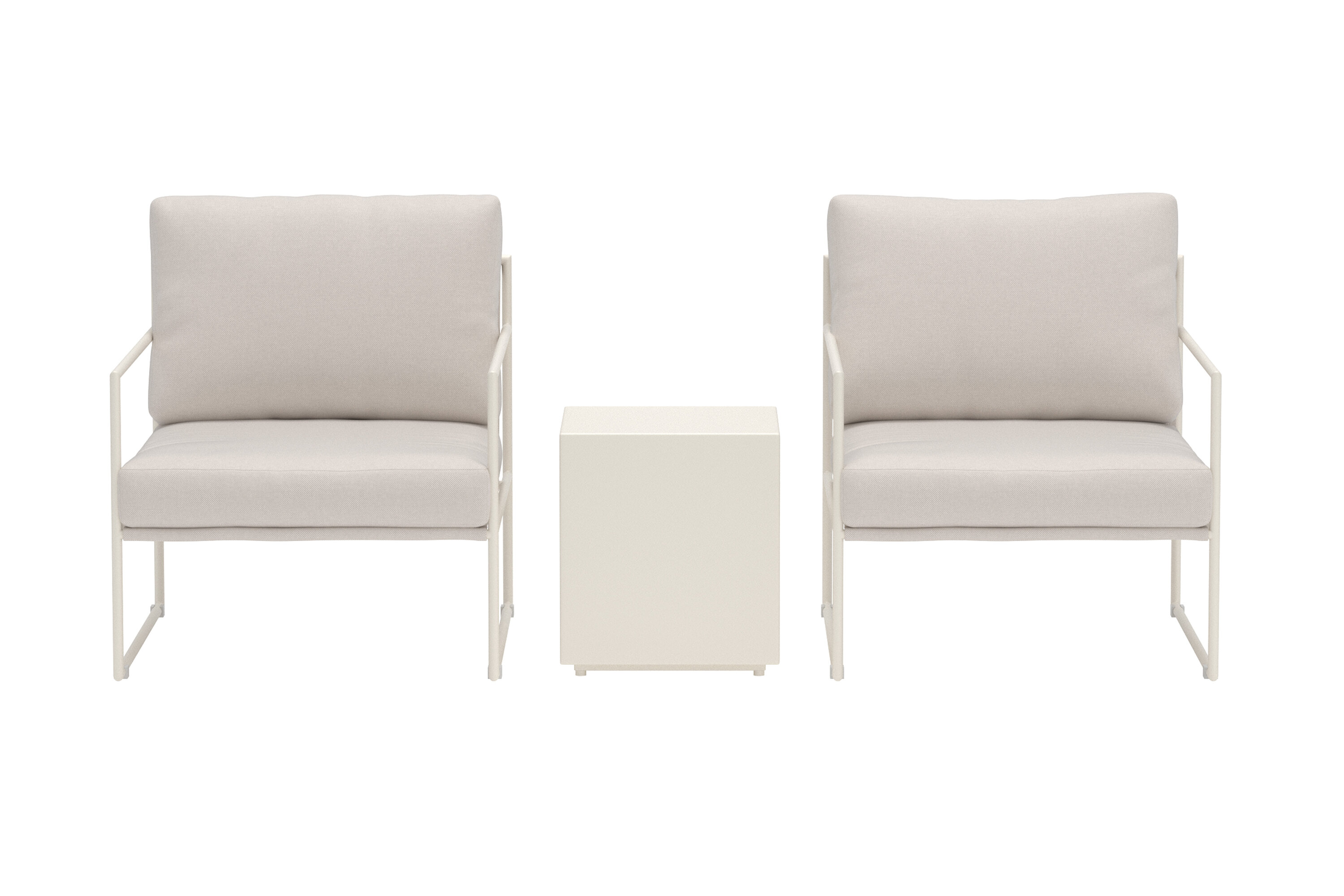 Venture Home Lissabon Udendørs Loungesæt       Bord    Stole Og Beige Hynder Beige Aluminium