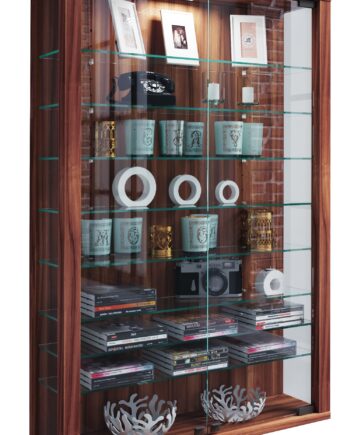 Vitrineskab    90     59     18 Cm Med Led-belysning  Brun