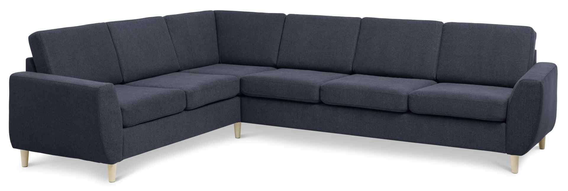 Wendy Set   Corner Hjørnesofa Blå Polyester Stof Og Natur Træ