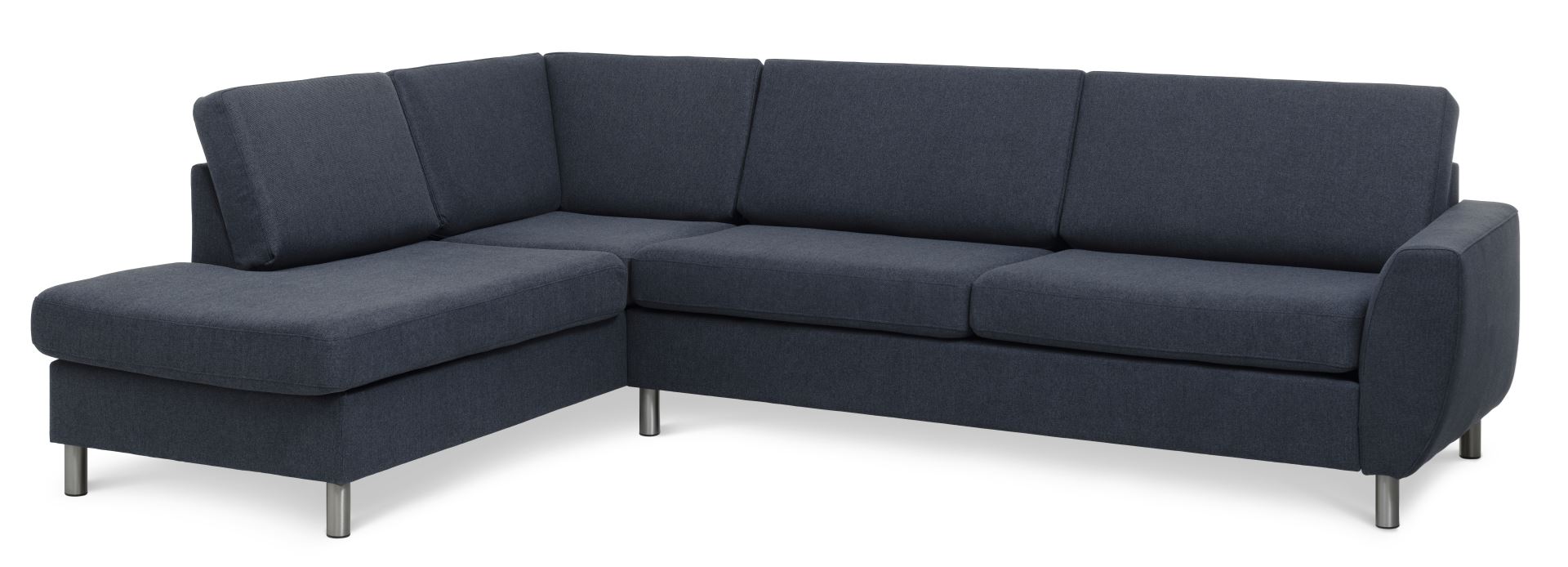 Wendy Set   Oe Left Sofa     Chaiselong Blå Polyester Stof Og Børstet Aluminium