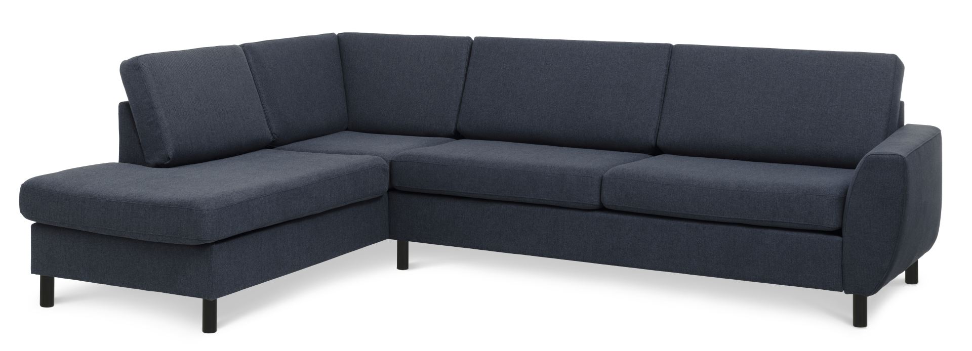 Wendy Set   Oe Left Sofa     Chaiselong Blå Polyester Stof Og Sort Træ