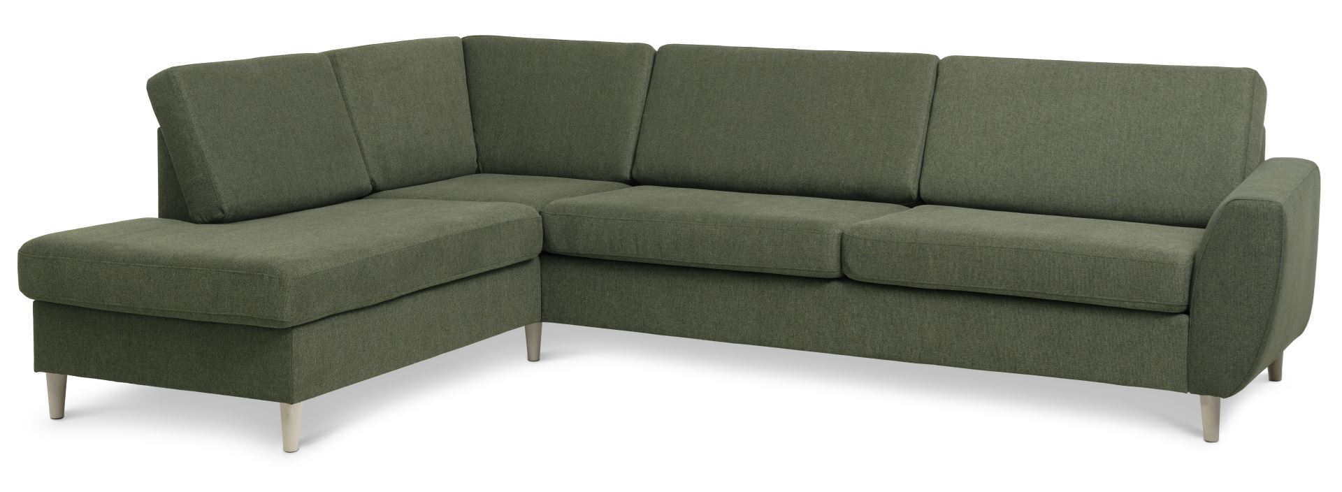 Wendy Set   Oe Left Sofa     Chaiselong Vinter Mosgrøn Polyester Stof Og Natur Træ