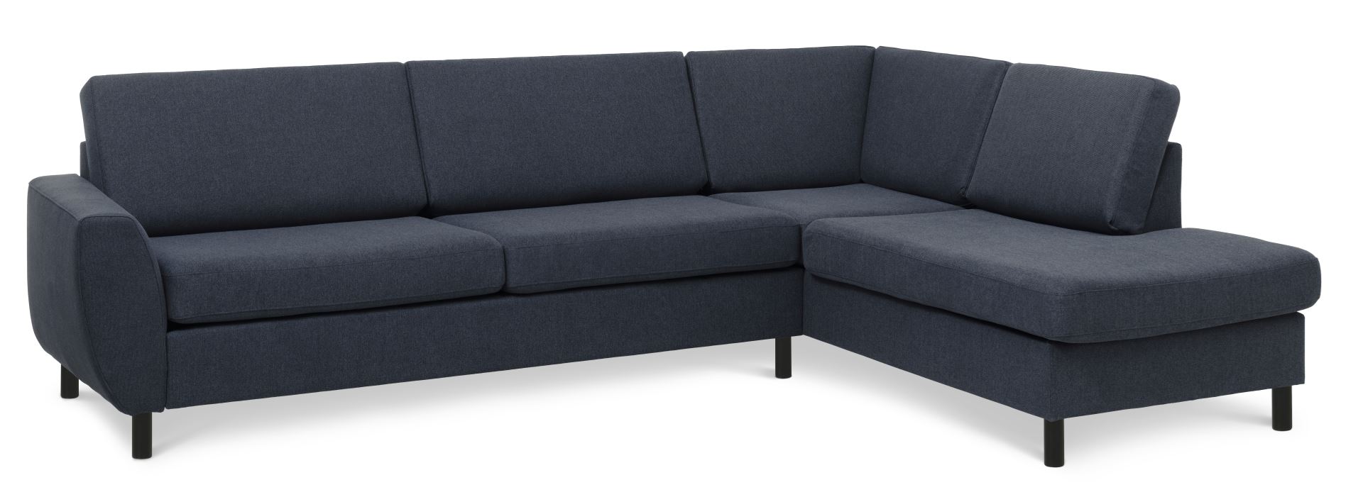 Wendy Set   Oe Right Sofa     Chaiselong Blå Polyester Stof Og Sort Træ