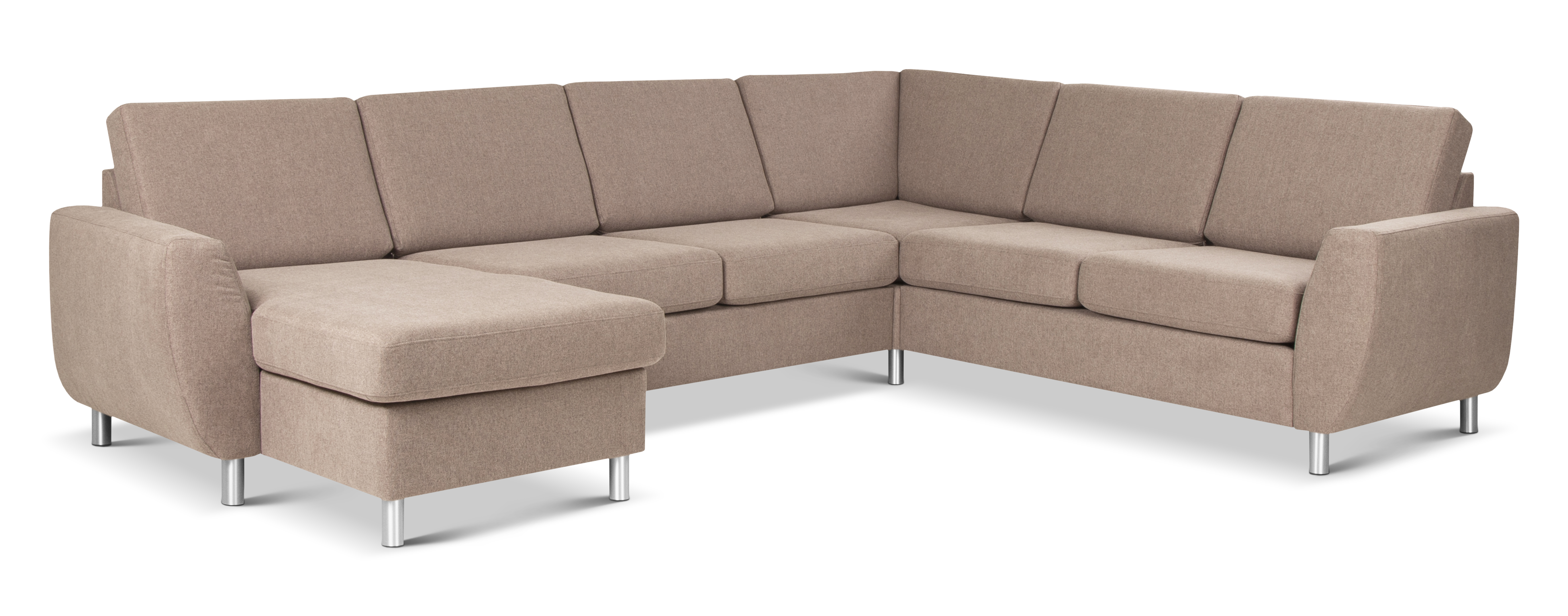 Wendy Set     2c3d Sofa     Chaiselong Antelope Beige Polyester Stof Og Børstet Aluminium