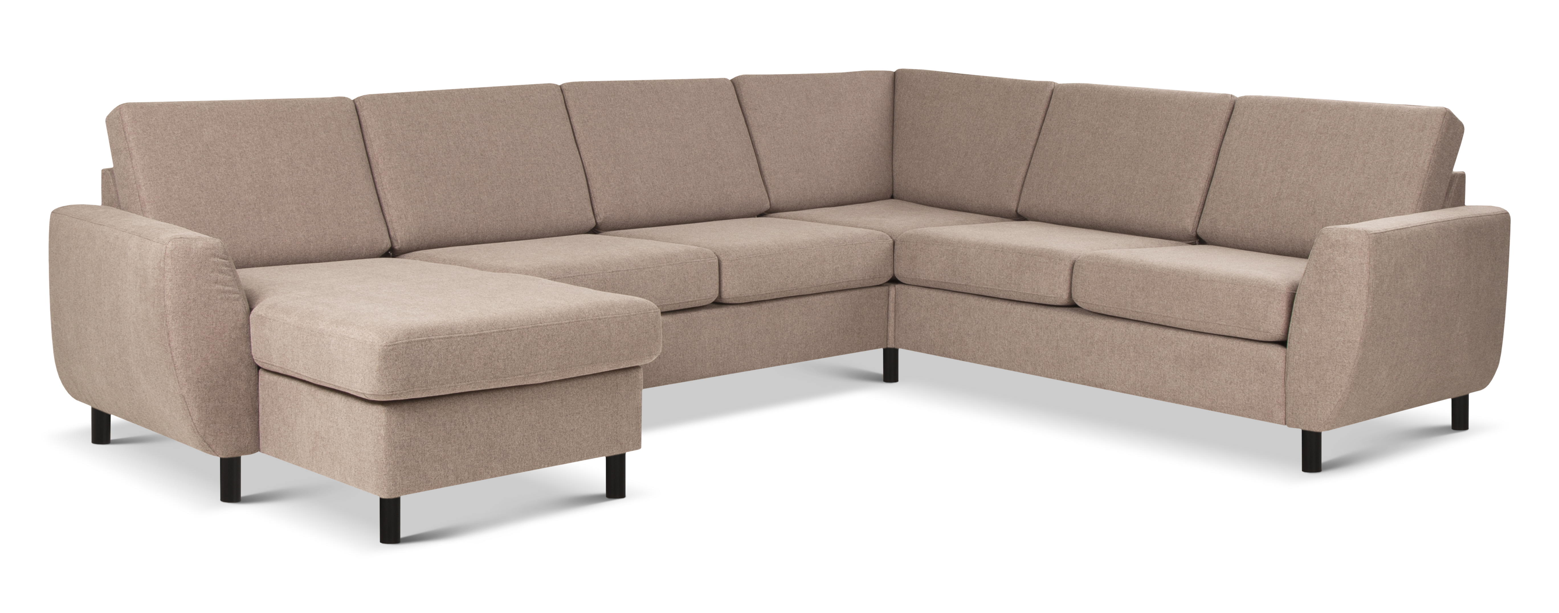Wendy Set     2c3d Sofa     Chaiselong Antelope Beige Polyester Stof Og Sort Træ