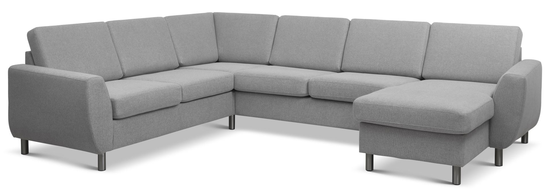 Wendy Set     2c3d Sofa     Chaiselong Grå Polyester Stof Og Børstet Aluminium