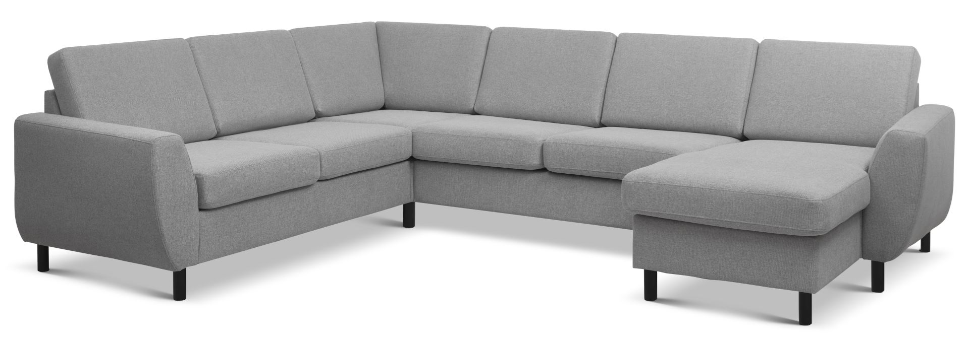 Wendy Set     2c3d Sofa     Chaiselong Grå Polyester Stof Og Sort Træ