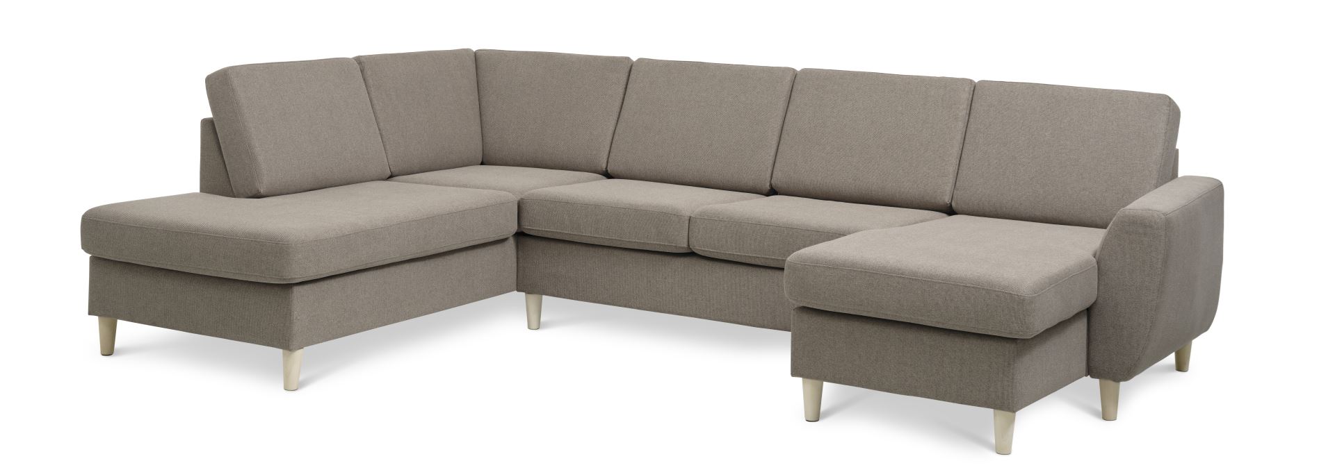 Wendy Set     Oe Left Sofa     Chaiselong Antelope Beige Polyester Stof Og Natur Træ