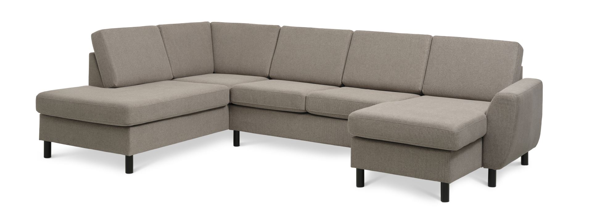 Wendy Set     Oe Left Sofa     Chaiselong Antelope Beige Polyester Stof Og Sort Træ