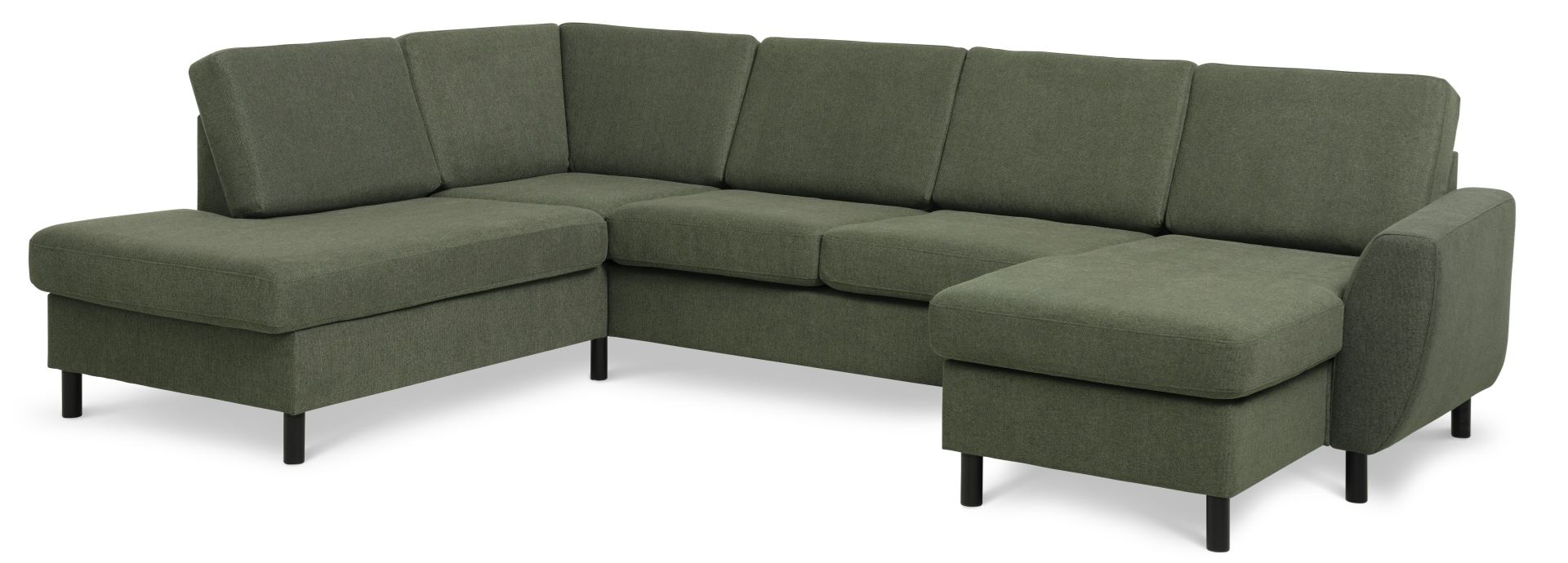 Wendy Set     Oe Left Sofa     Chaiselong Vinter Mosgrønt Polyester Stof Og Sort Træ