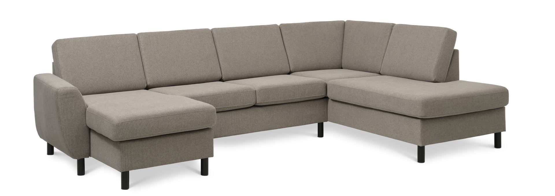 Wendy Set     Oe Right Sofa     Chaiselong Antelope Beige Polyester Stof Og Sort Træ