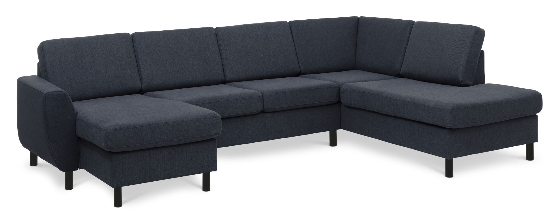 Wendy Set     Oe Right Sofa     Chaiselong Blå Polyester Stof Og Sort Træ