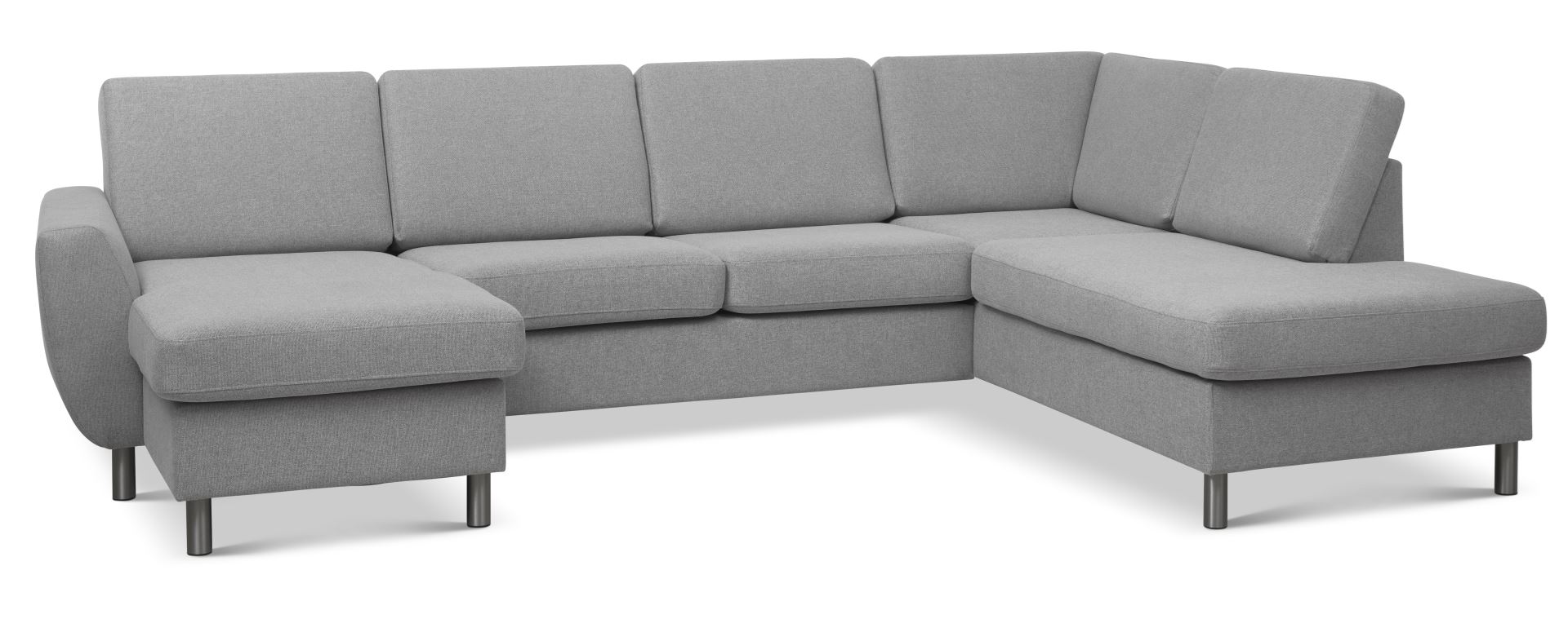 Wendy Set     Oe Right Sofa     Chaiselong Grå Polyester Stof Og Børstet Aluminium