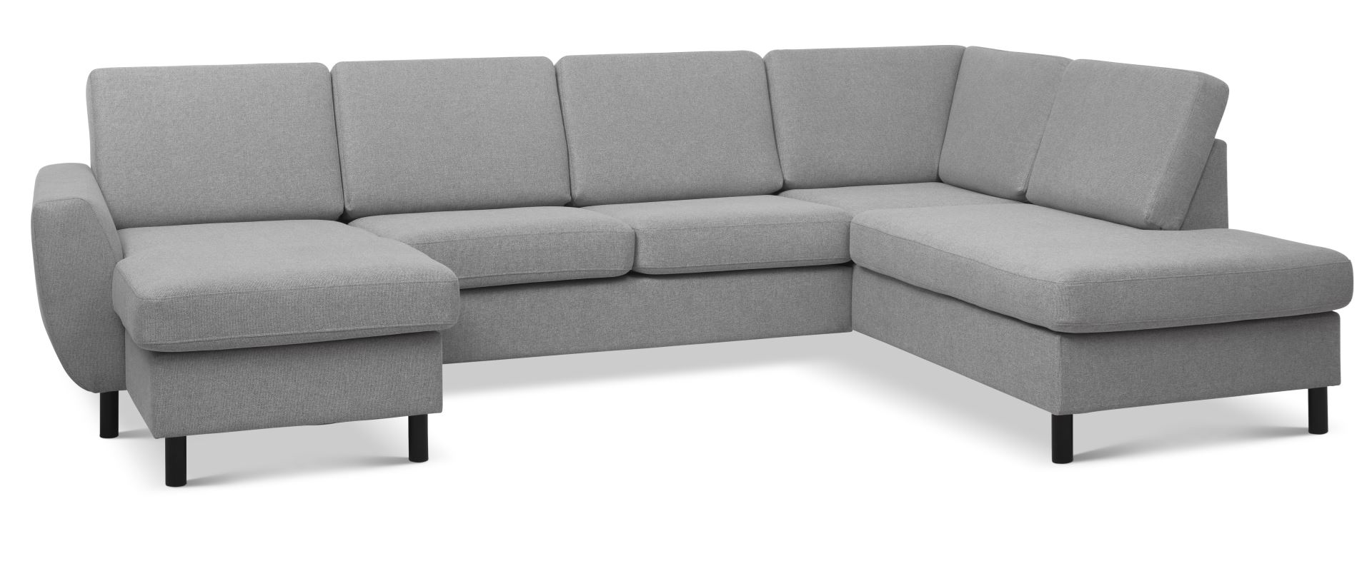 Wendy Set     Oe Right Sofa     Chaiselong Grå Polyester Stof Og Sort Træ