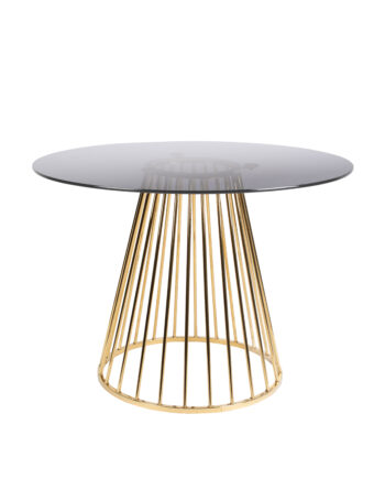 White Label Living Floris Spisebord  Rund Glas Og Guld Metal  ø104