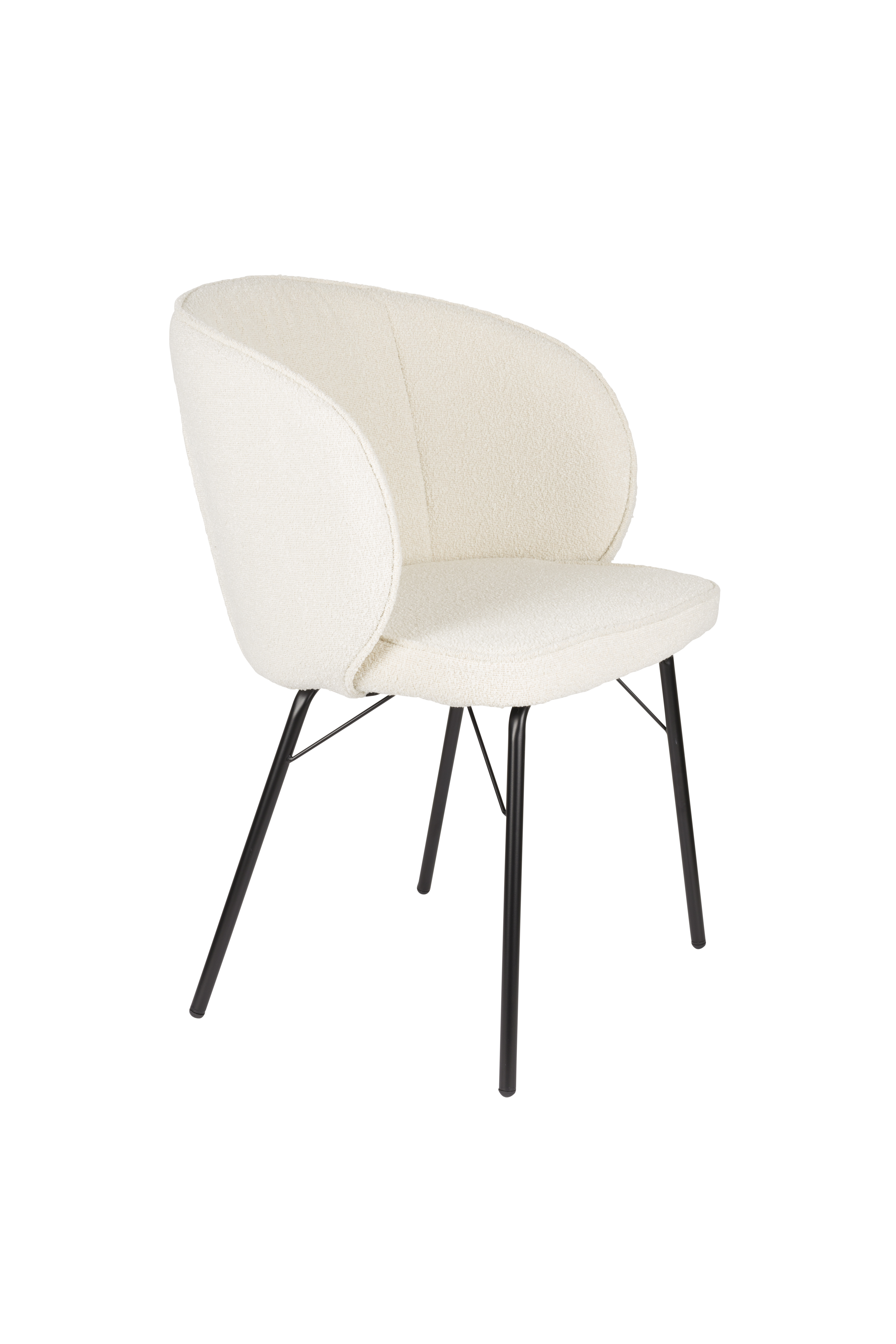 White Label Living Joa Spisebordsstol     Armlæn Hvid Polyester Og Sort Jern