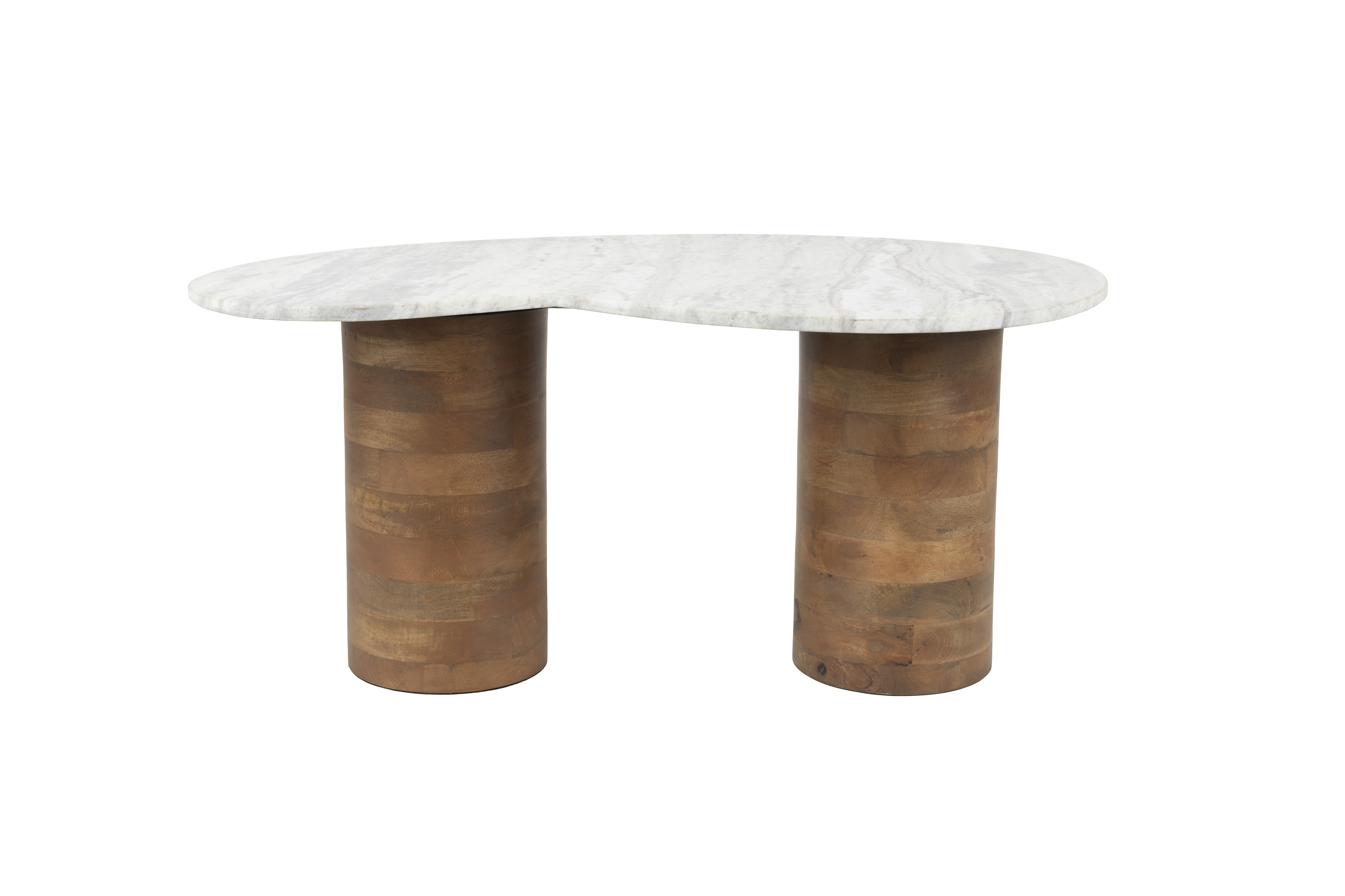 White Label Living Peli Sofabord  Organisk Beige Marmor Og Brun Mangotræ  84x48